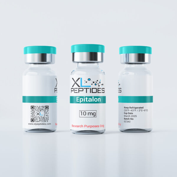 Epitalon research peptide vial from multiple angles