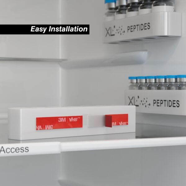 Peptide Tray Vial Holder for 3ml Vials in fridge showing installation